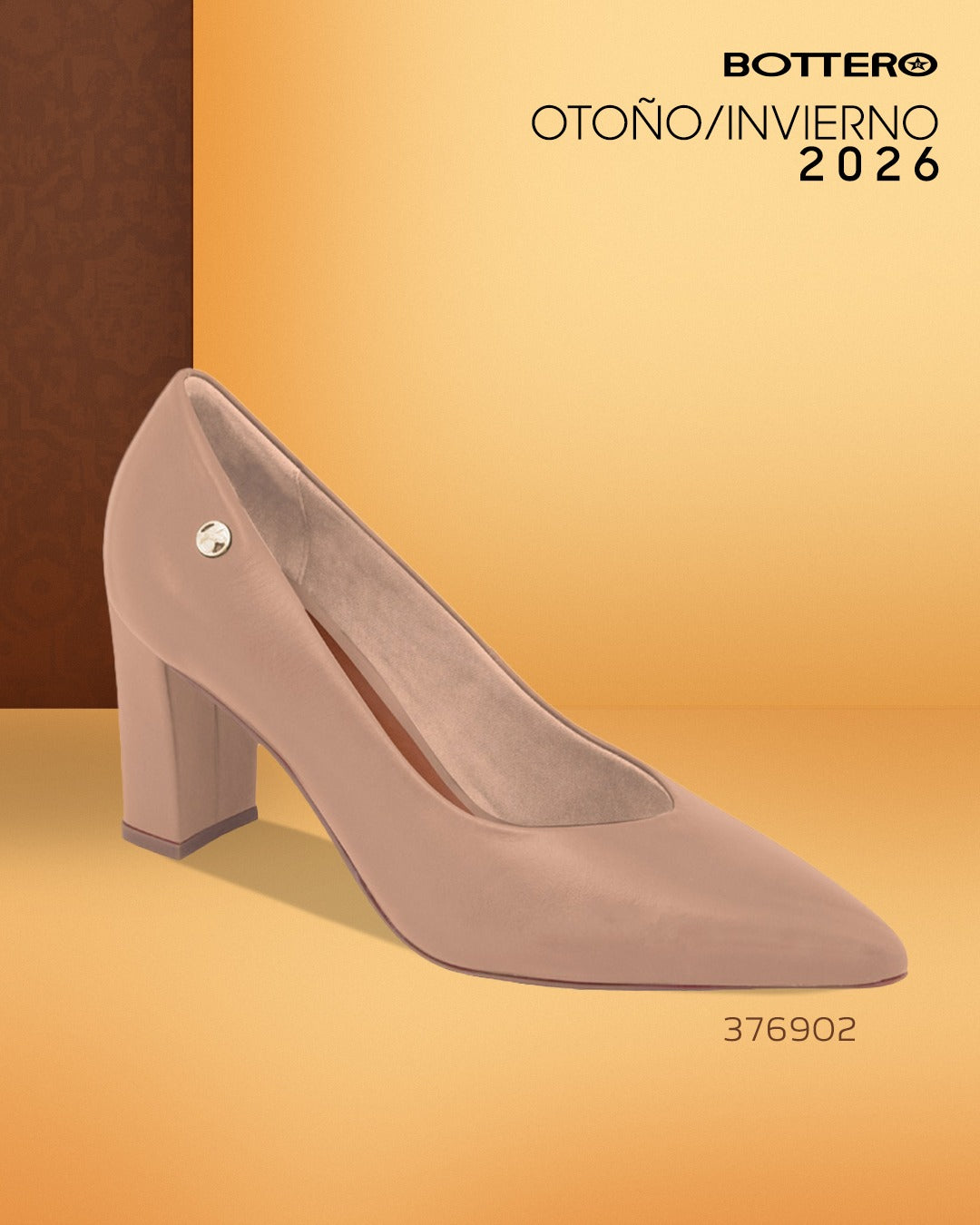 Zapato de Cuero, Punta Fina con Taco Bloque Clásico