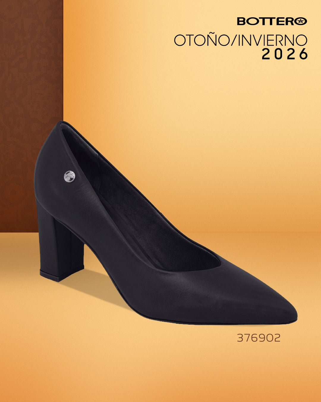 Zapato de Cuero, Punta Fina con Taco Bloque Clásico