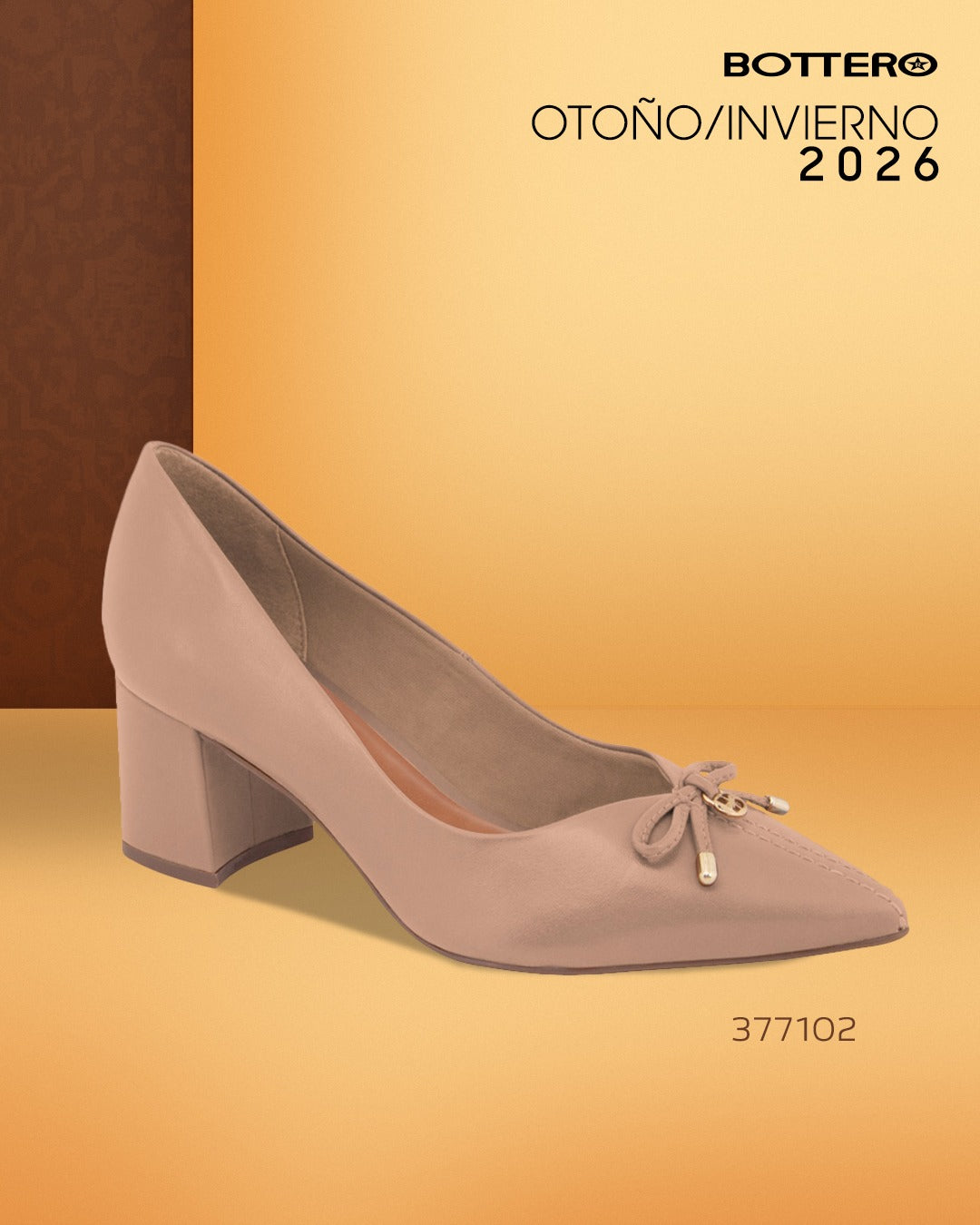 Zapato de Cuero Punta Fina con Lazo Decorativo y Taco Bloque