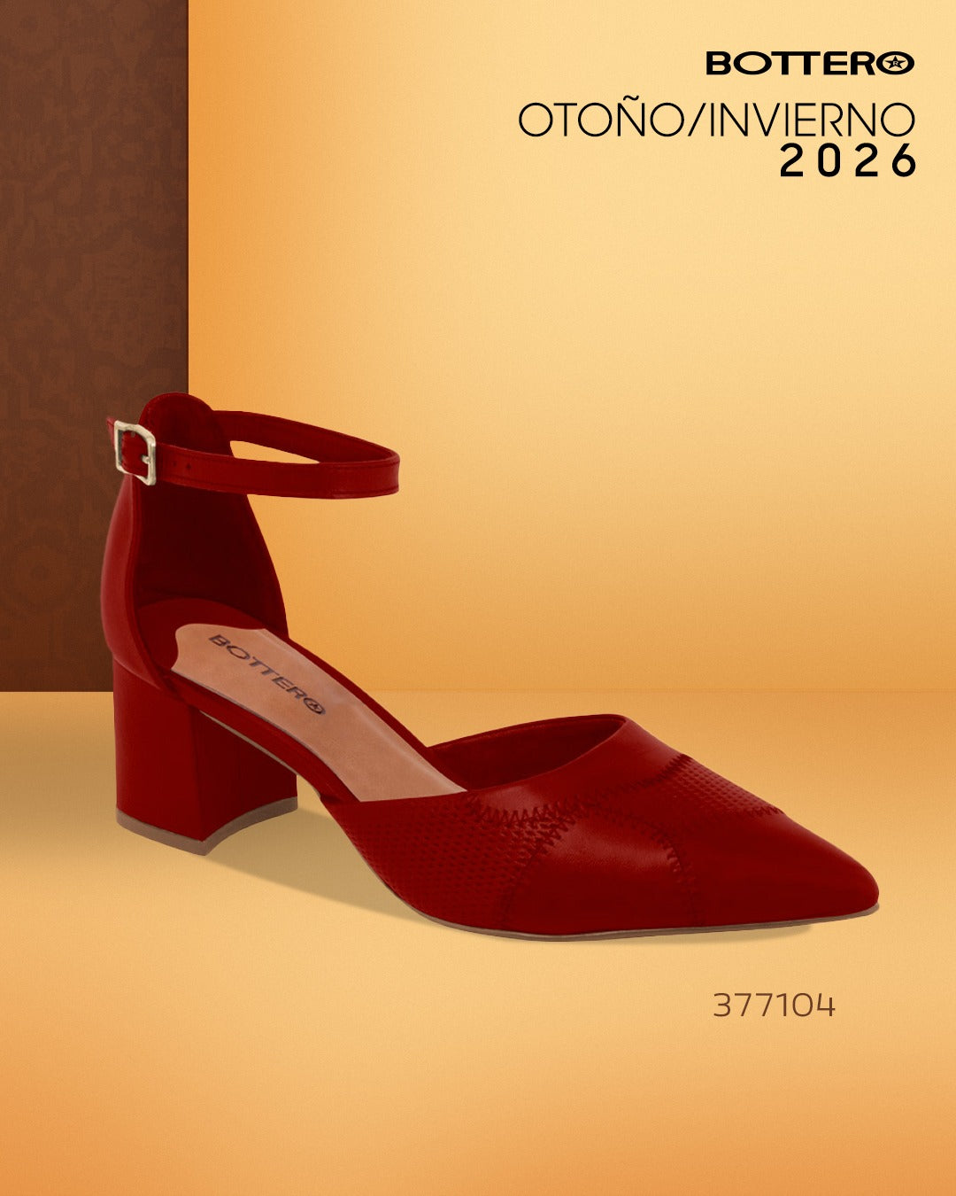 Zapato de Cuero Punta Fina con Pulsera al Tobillo, Costuras Decorativas y Taco Bloque